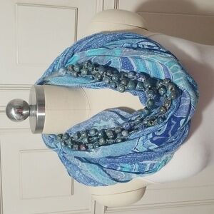 Anthropologie Blue Patterned Scarf
